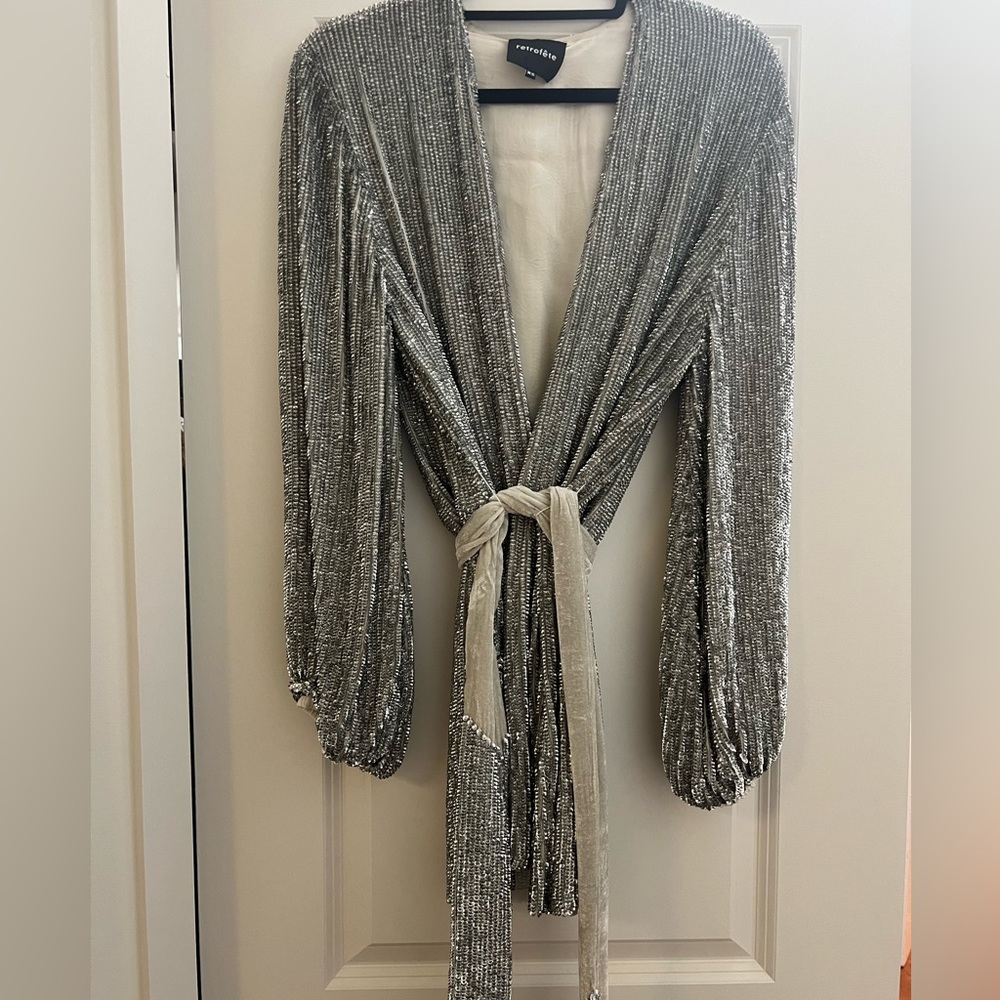 Retrofete Audrey Sequin Wrap Mini Dress